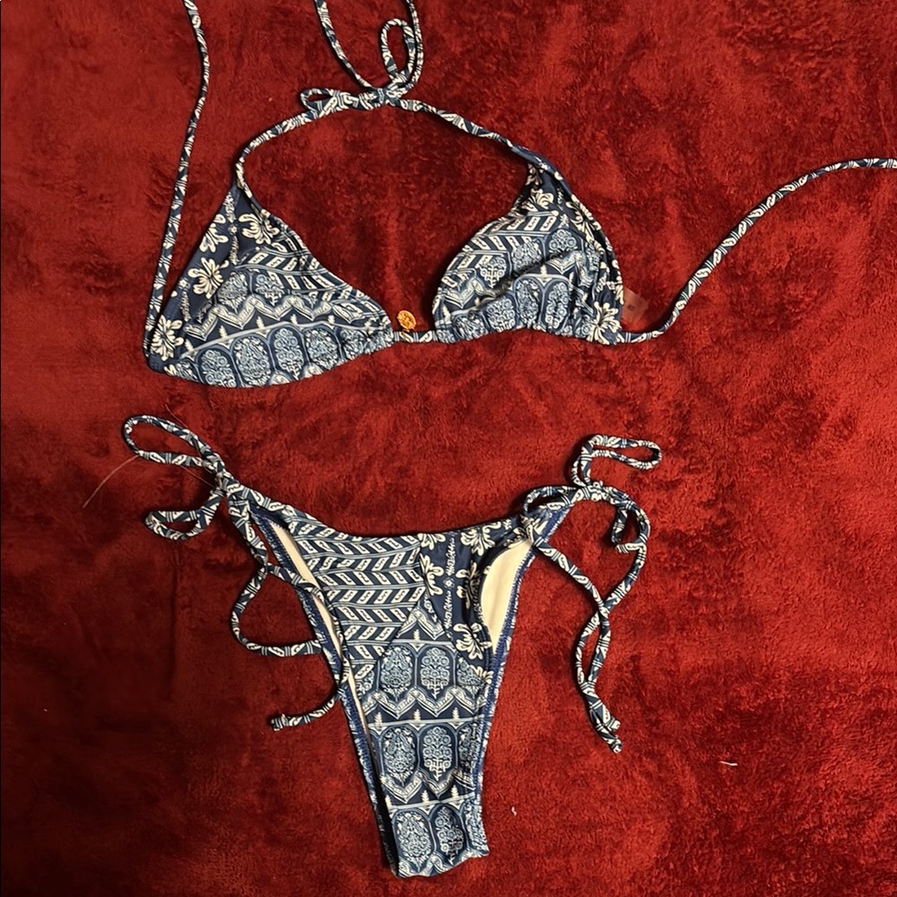 Blue Patterned Bikini Set